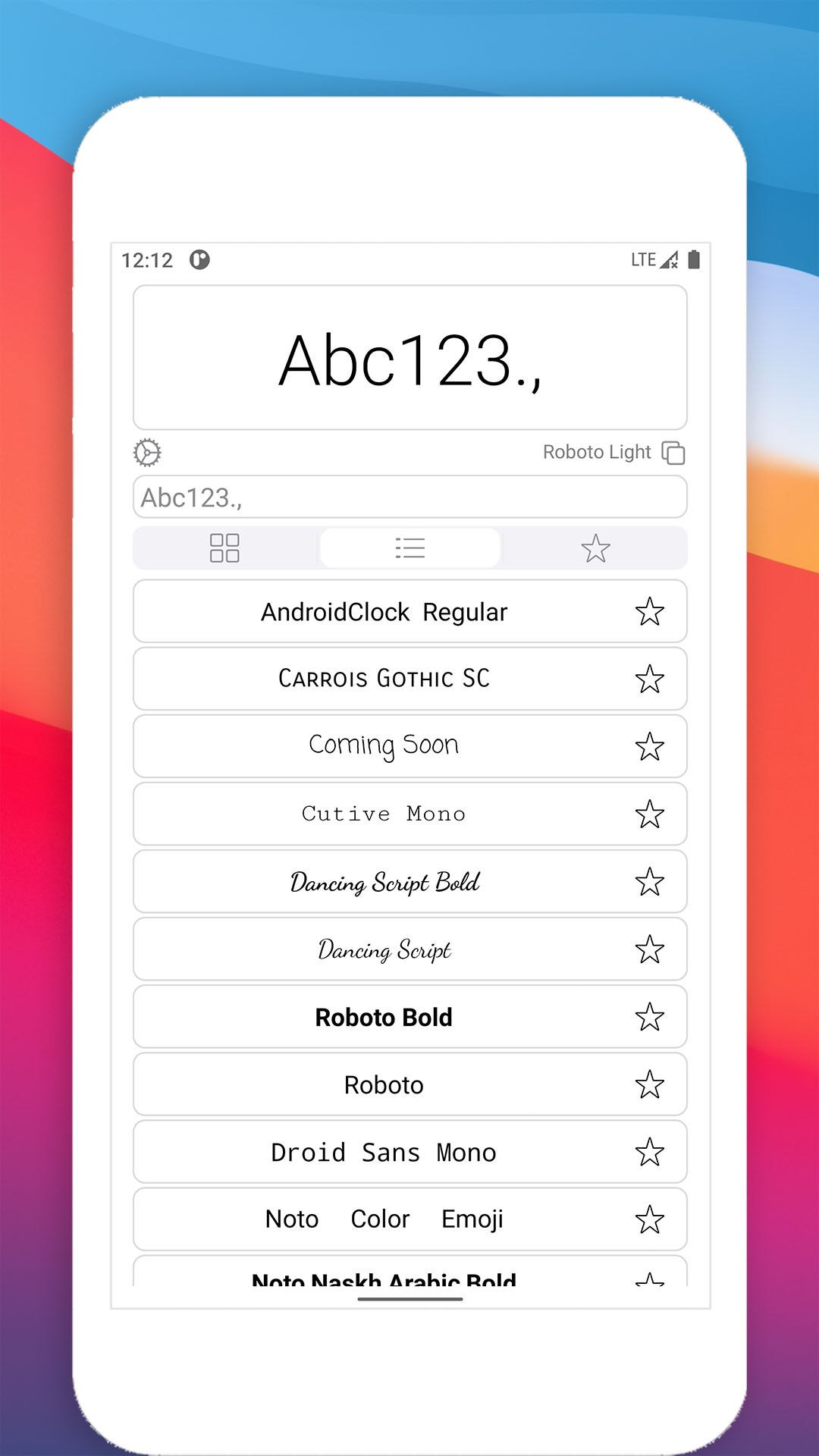 字体选择器截图