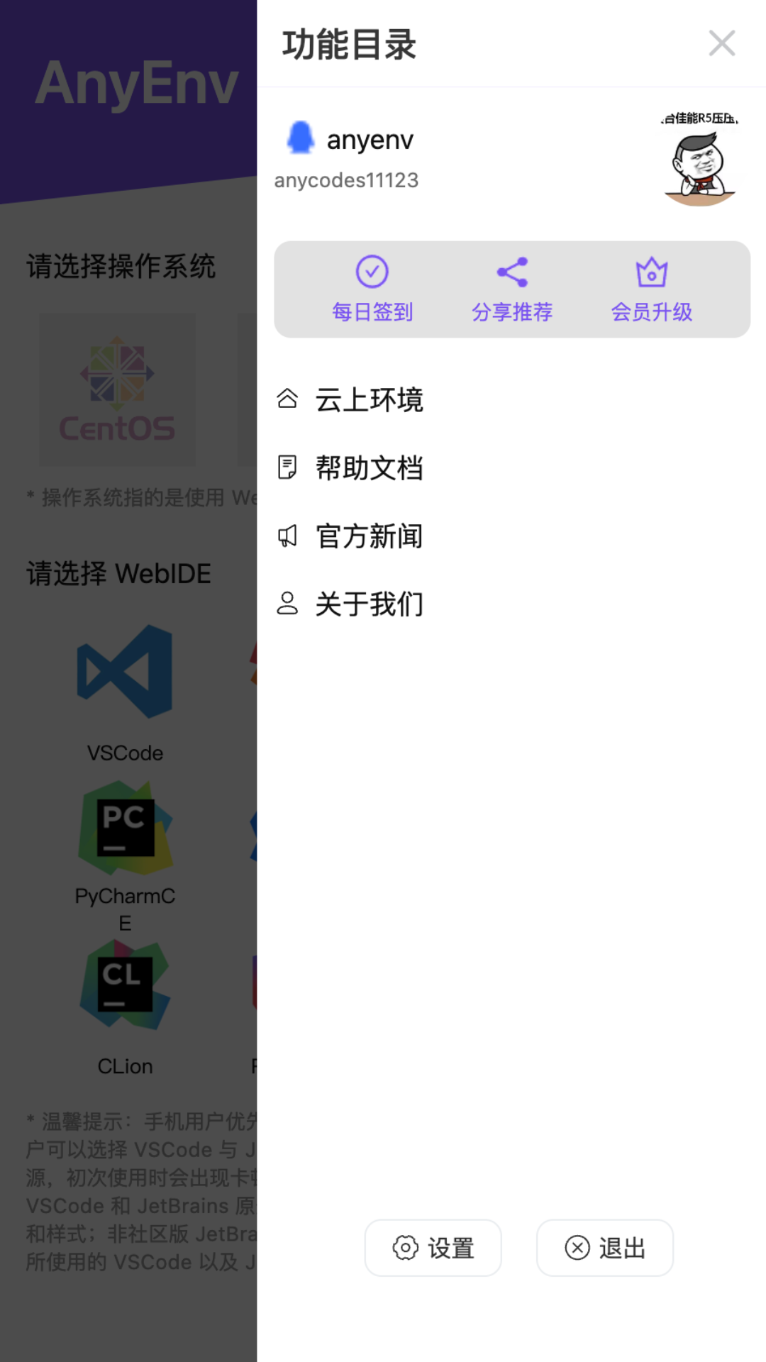 Anyenv云在线编程截图