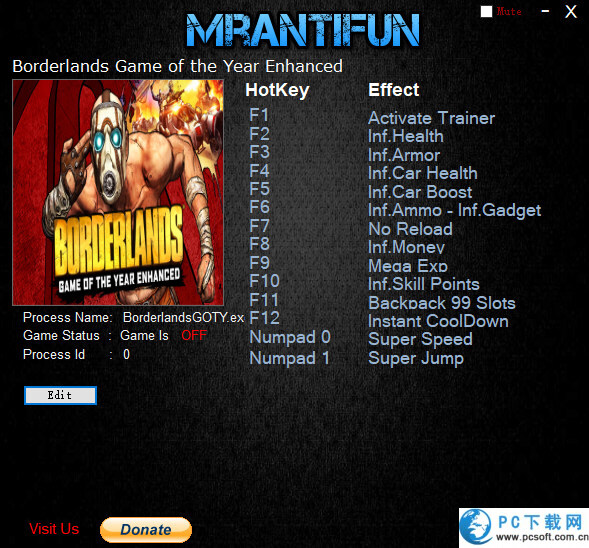 无主之地年度重置版十三项修改器截图