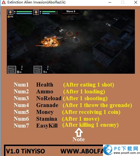 灭绝异形入侵七项修改器截图