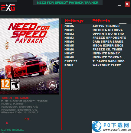 极品飞车20复仇十项修改器截图