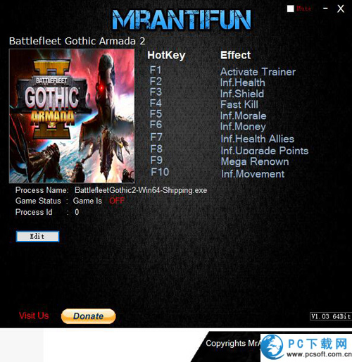 哥特舰队阿玛达2九项修改器截图