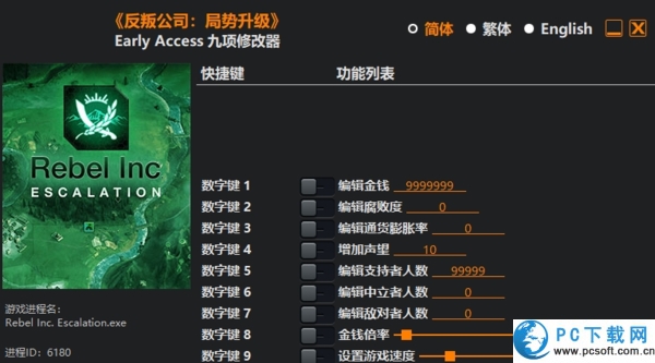反叛公司局势升级九项修改器截图