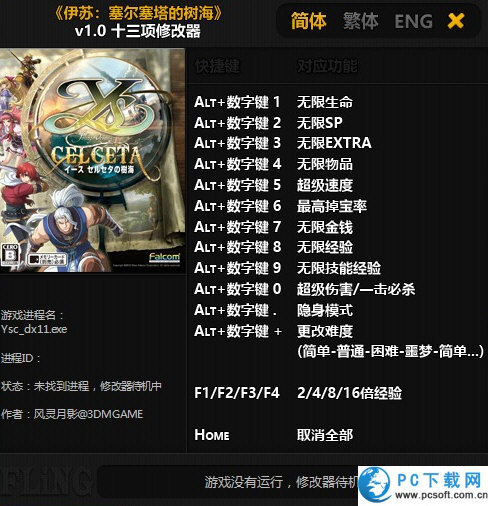 伊苏塞尔塞塔的树海十三项修改器截图