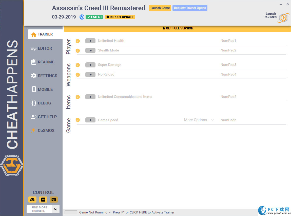 刺客信条3重置版十三项修改器截图