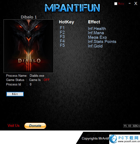 暗黑破坏神五项修改器截图