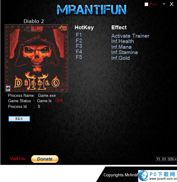 暗黑破坏神2四项修改器截图