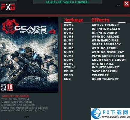 战争机器4十二项修改器截图