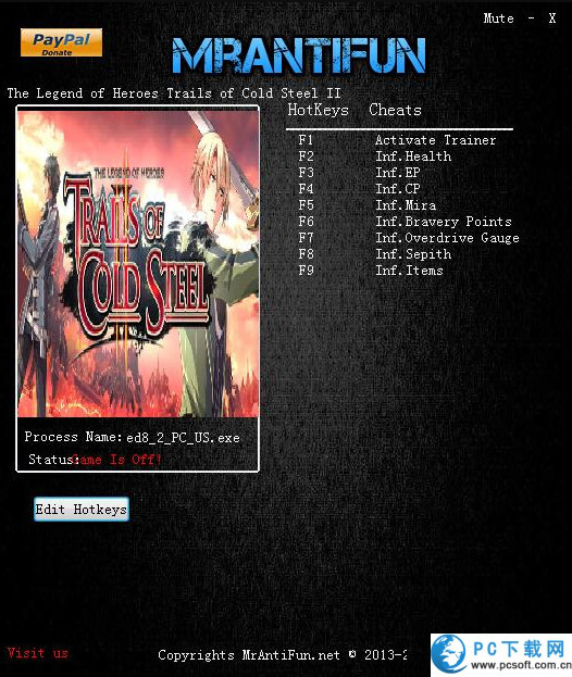 英雄传说闪之轨迹2八项修改器截图